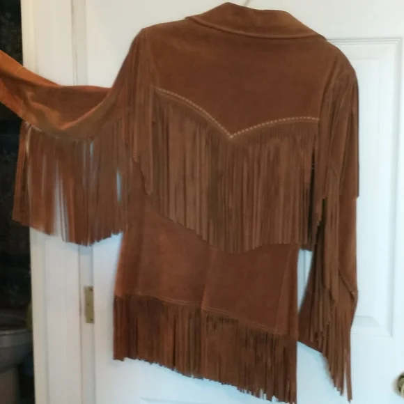 🤠Vintage Western brown suede leather fringe jacket!! Authentic and beautiful! - Picture 7 of 9